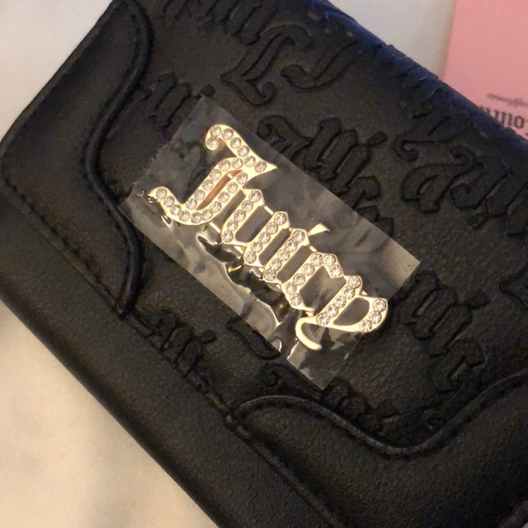 Juicy Couture Liquorice Heartless Double Sided Trifold Wallet CZ Juicy Logo NWT - Picture 10 of 16